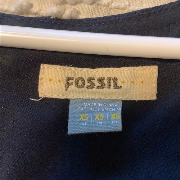 FOSSIL Silk Navy Giraffe Printed Dress w/ Pockets - Picture 5 of 6